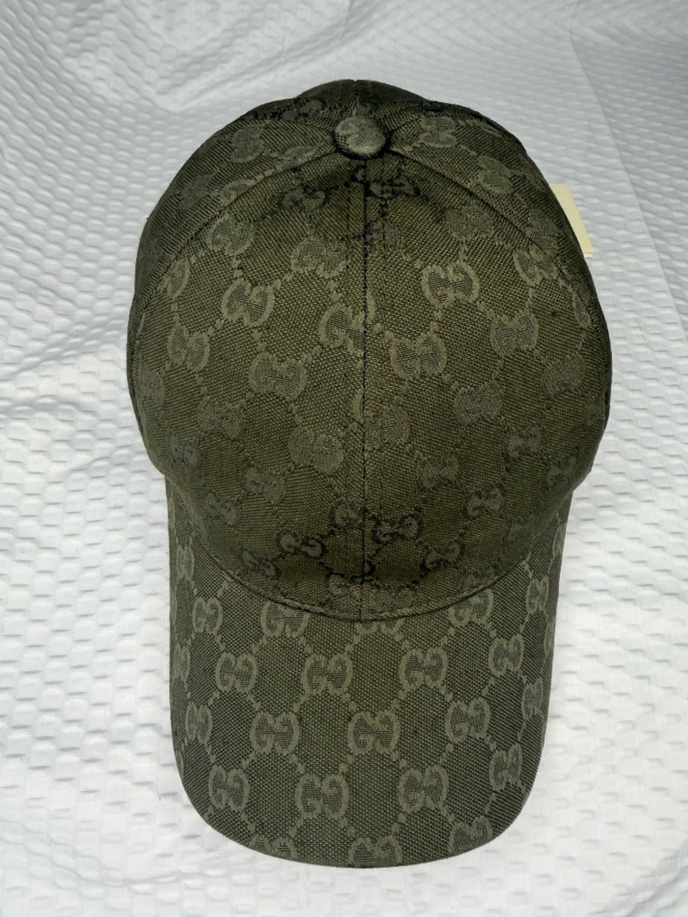 UNISEX GUCCI GG MONOGRAM CANVAS BASEBALL CAP DARK OLIVE GREEN ADJUSTABLE HAT - Picture 3 of 5